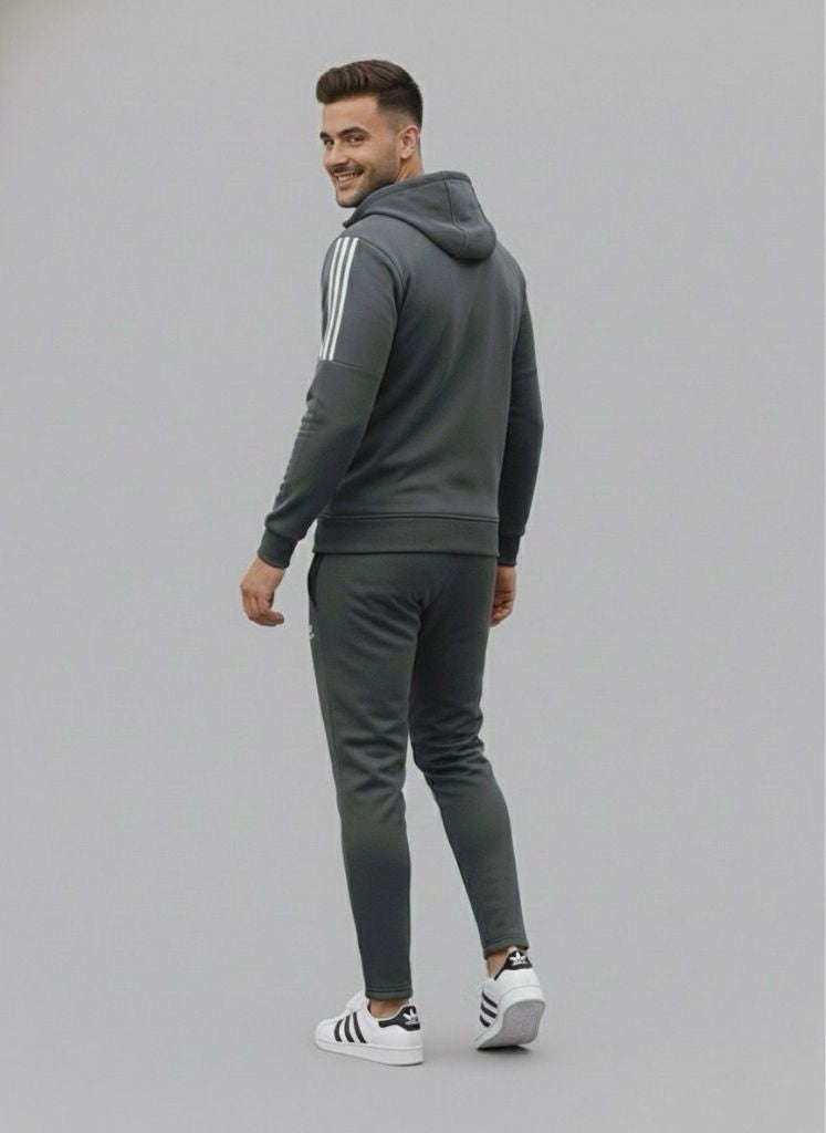 Core Flex Stripe Suit – Charcoal / Silver