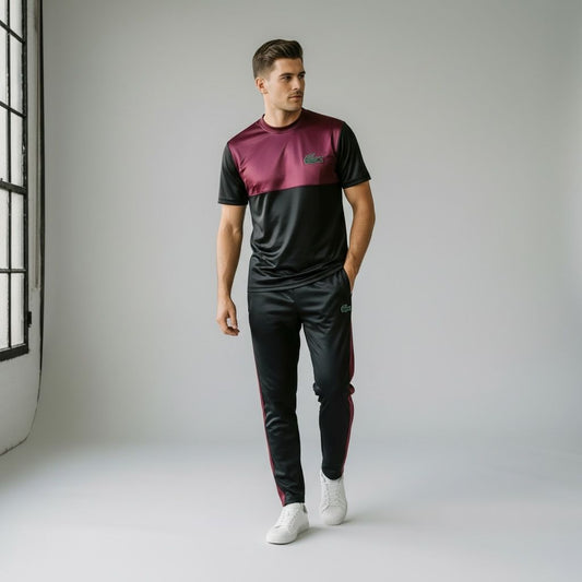Crimson Edge Elite Tracksuit – Maroon/Black (Front)