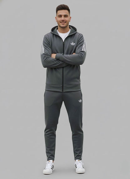 Core Flex Stripe Suit – Charcoal / Silver