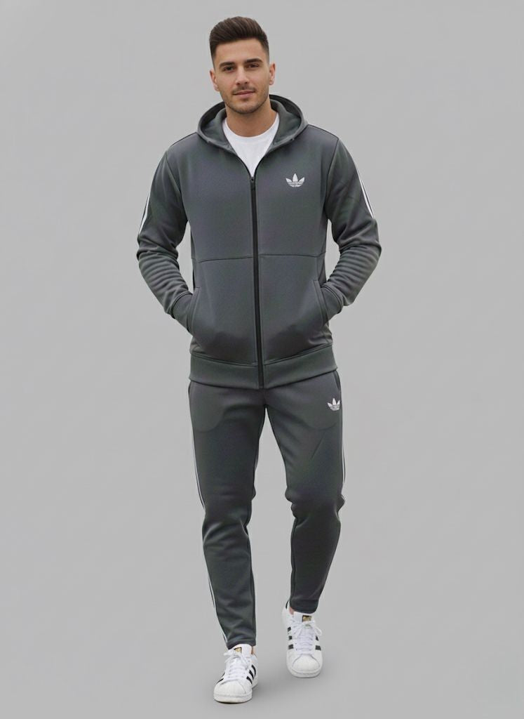 Core Flex Stripe Suit – Charcoal / Silver