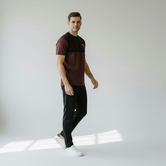 Crimson Edge Pro Tracksuit – Maroon/Black (Side)