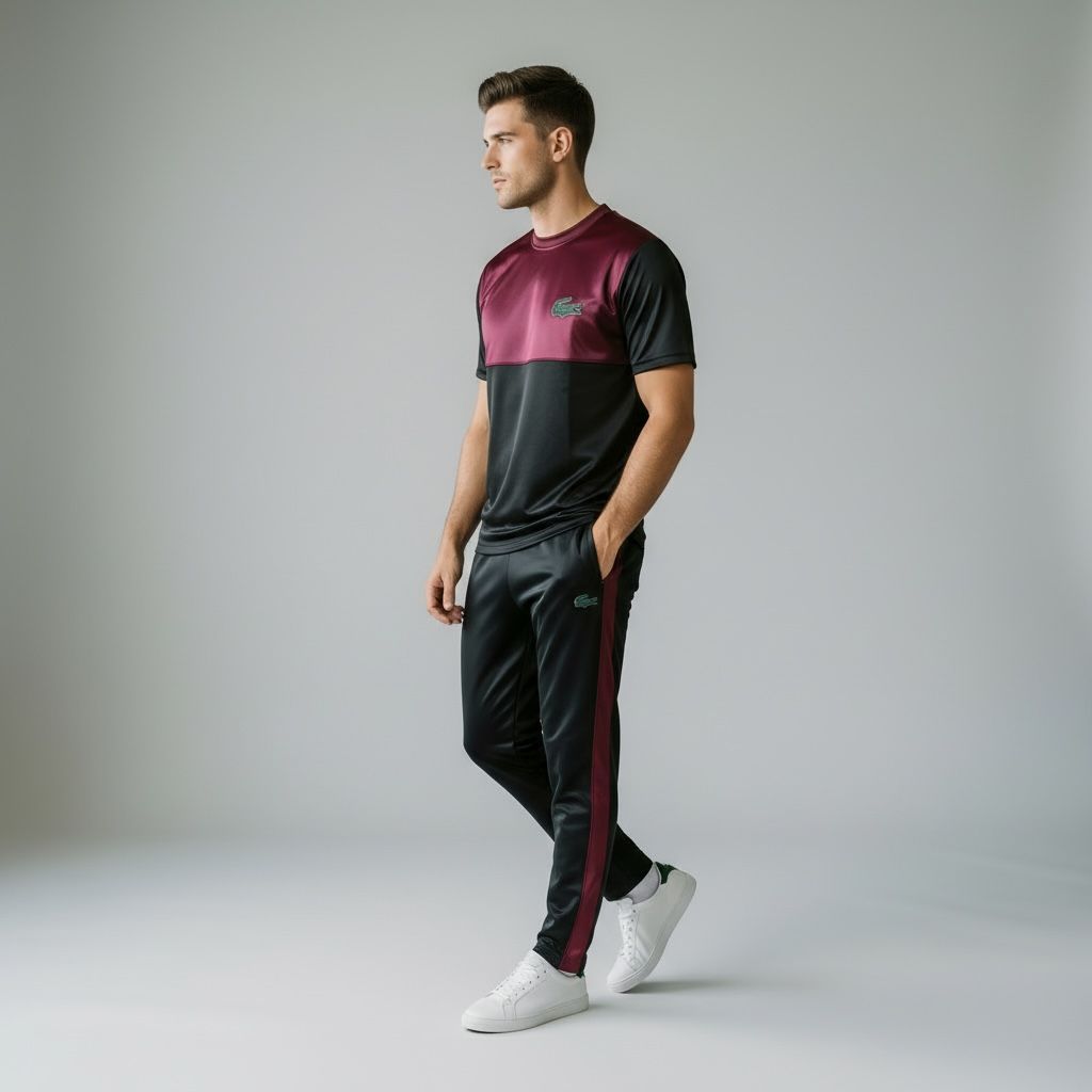 Crimson Edge Elite Tracksuit – Maroon/Black (Front)