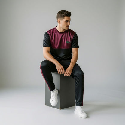 Crimson Edge Elite Tracksuit – Maroon/Black (Front)