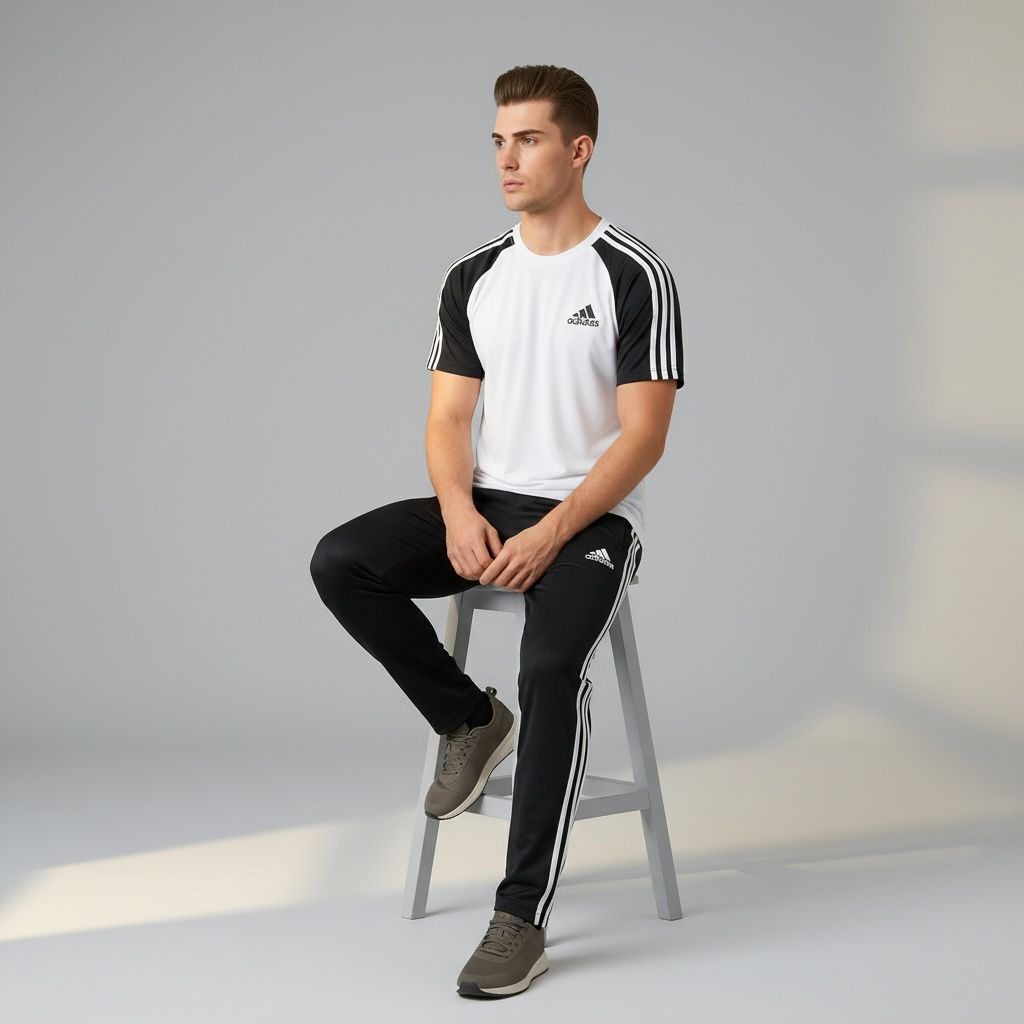 Three-Stripe Legend Tracksuit – White/Black