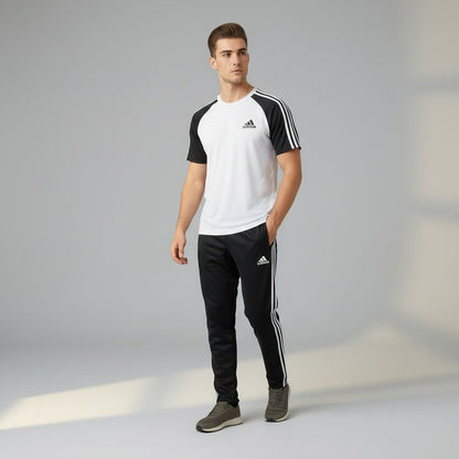 Three-Stripe Legend Tracksuit – White/Black