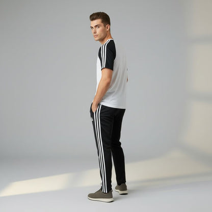Three-Stripe Legend Tracksuit – White/Black