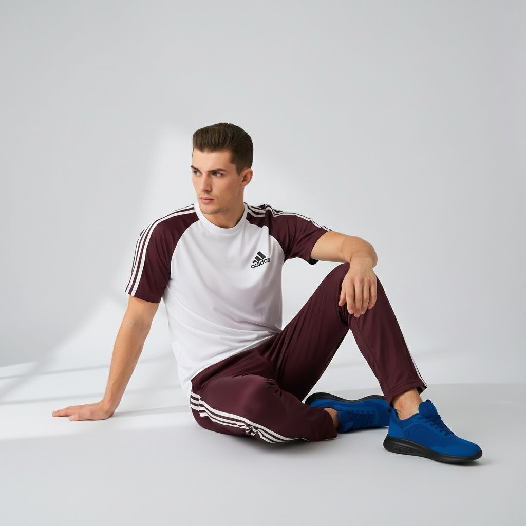 Three-Stripe Legend Tracksuit – White/Maroon