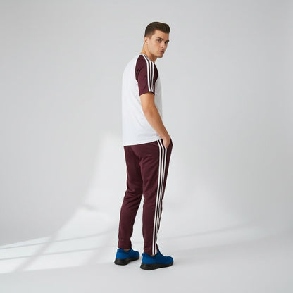 Three-Stripe Legend Tracksuit – White/Maroon
