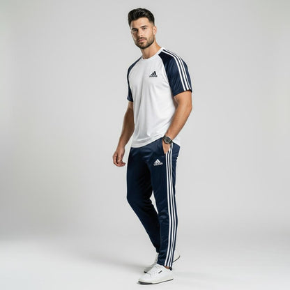 Three-Stripe Legend Tracksuit – White/Navy