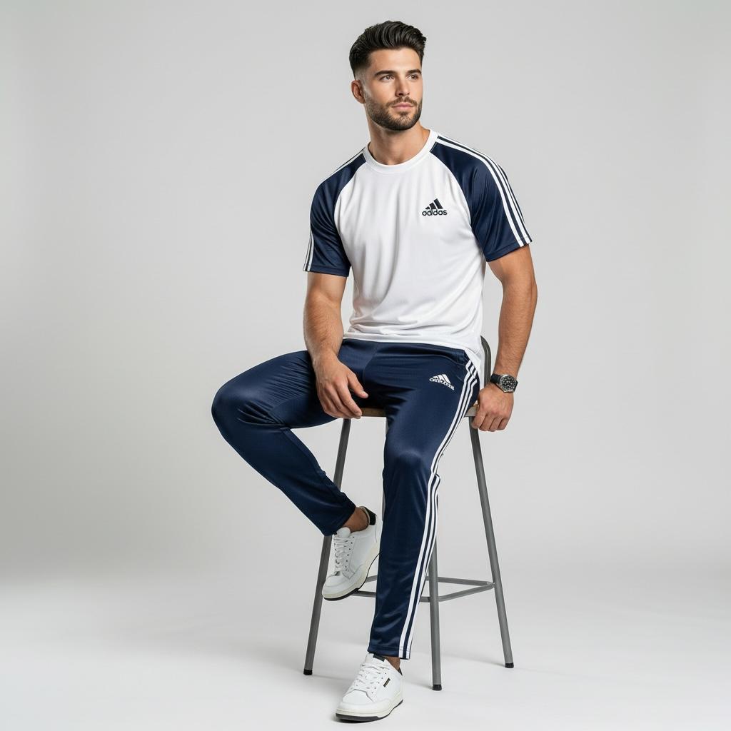 Three-Stripe Legend Tracksuit – White/Navy