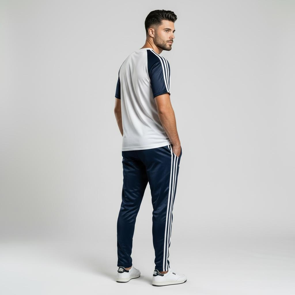 Three-Stripe Legend Tracksuit – White/Navy